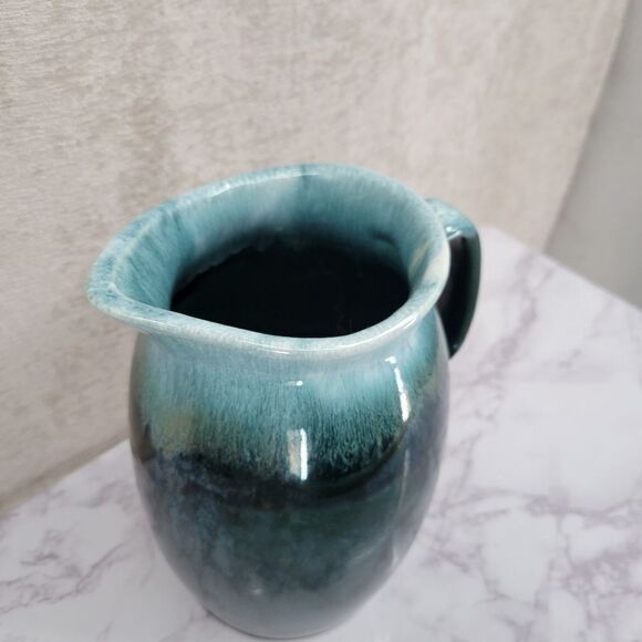 OVEN Proof USA Rare Green Blue Drip Glazed Pottery Pitcher - Picture 6 of 12